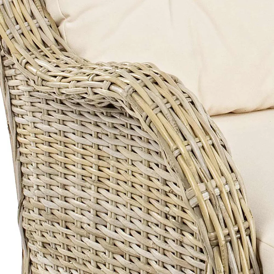 Fotel ogrodowy z naturalnego rattanu do użytku na zewnątrz z poduszkami – Supreme Viadurini