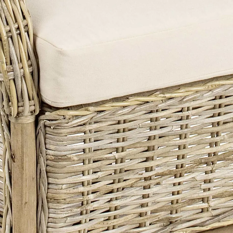 Fotel ogrodowy z naturalnego rattanu do użytku na zewnątrz z poduszkami – Supreme Viadurini