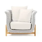 Krzesło ogrodowe z drewna tekowego i splotu liny - Arjuna Viadurini