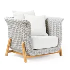 Krzesło ogrodowe z drewna tekowego i splotu liny - Arjuna Viadurini