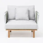 Fotel ogrodowy z drewna tekowego, tkanie lin i poduszki - Bellatrix Viadurini