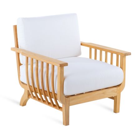 Fotel ogrodowy z drewna tekowego Made in Italy z poduszką w zestawie - Sleepy Viadurini