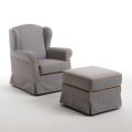 Fotel do salonu z pufą z tkaniny jesionowej Made in Italy - Ottavia