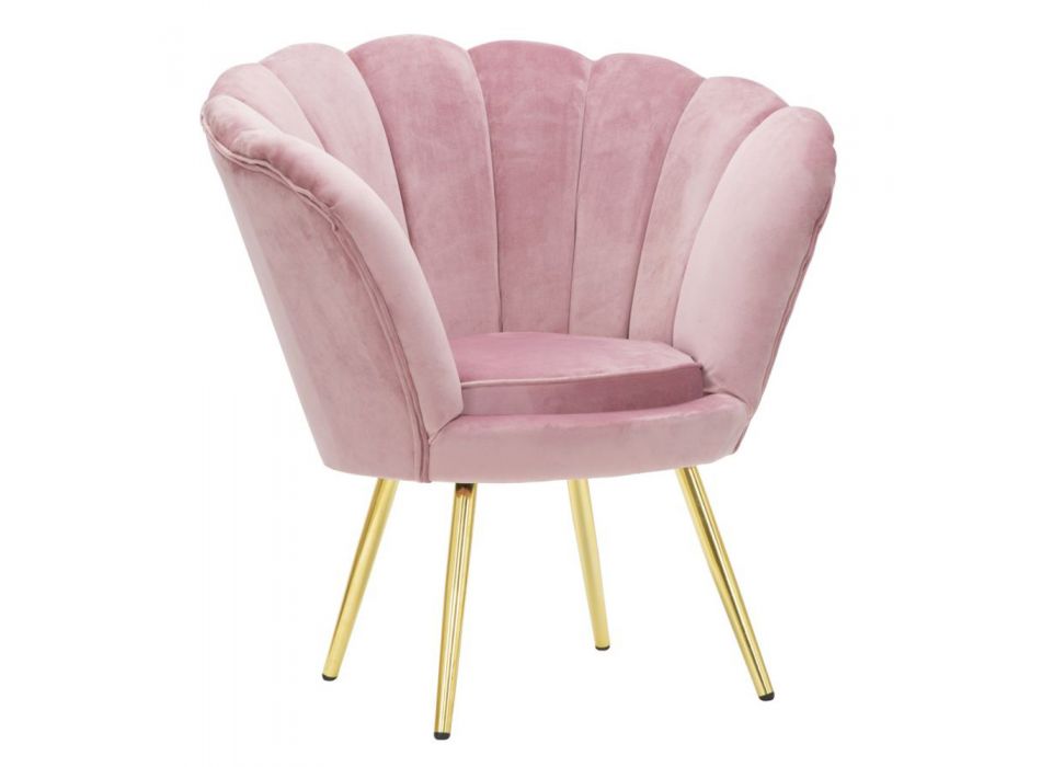 Zaprojektuj fotel do salonu w aksamicie ze złotymi żelaznymi stopami - Annina Viadurini