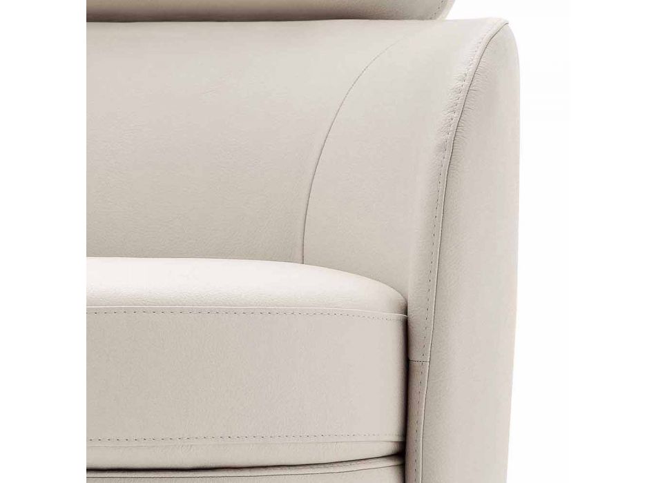 Obrotowy fotel do salonu ze skóry i czarnego metalu Made in Italy - Mirtillo Viadurini