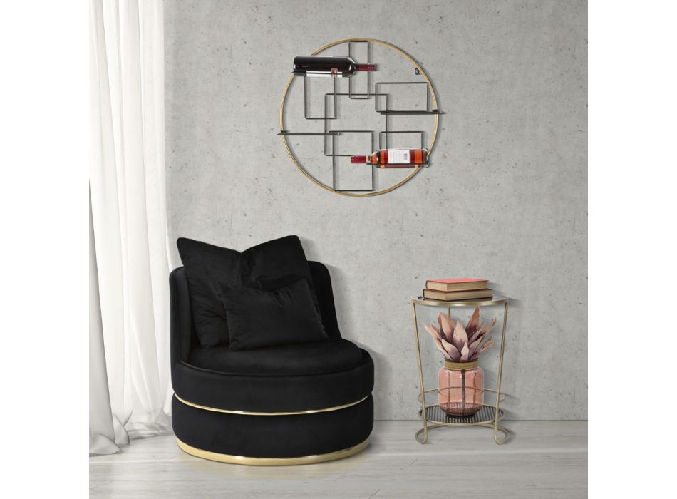 Tapicerowany i tapicerowany fotel do salonu w tkaninie z dekoracjami - Patch Viadurini