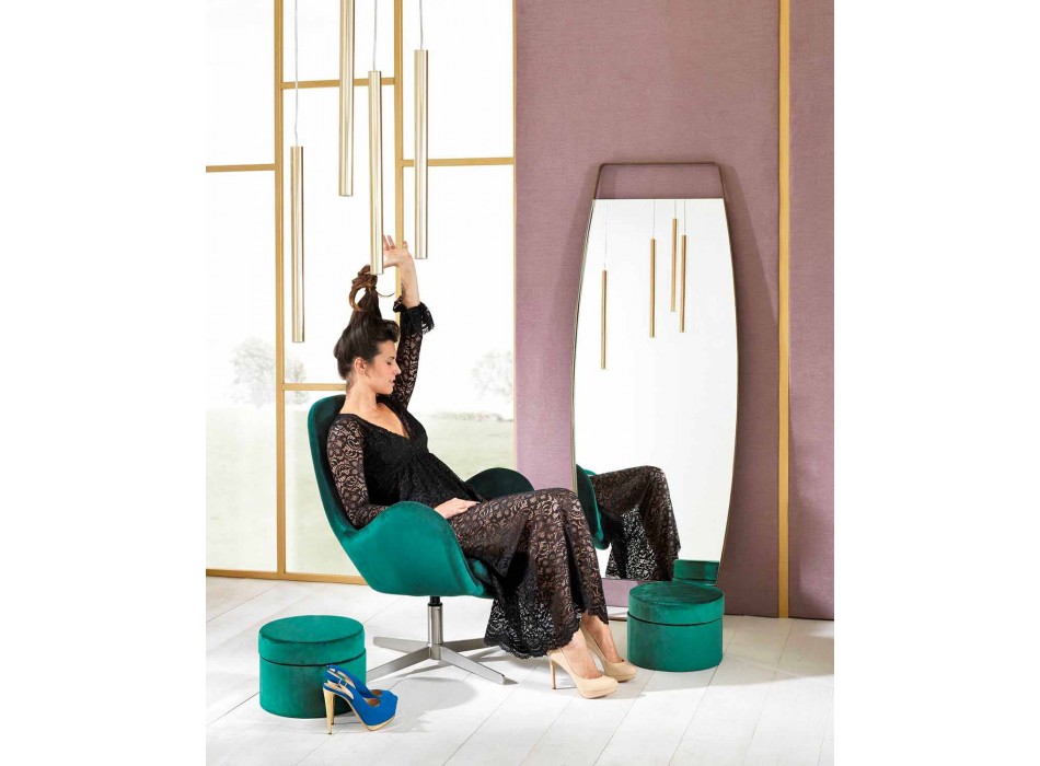 Wyściełany fotel obrotowy w nowoczesnym stylu z aksamitu - Gajarda Viadurini