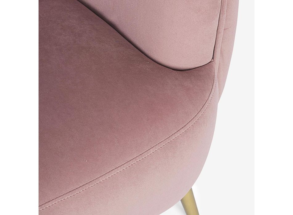 Fotel do salonu ze złotej stali i wyściółki z efektem aksamitu - Lisy Viadurini