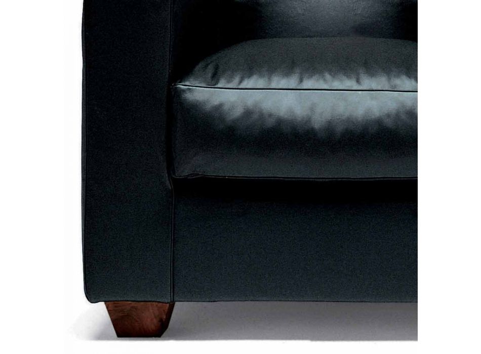 Skórzany fotel wypoczynkowy ze stopami z orzecha włoskiego Made in Italy - Alessandria Viadurini