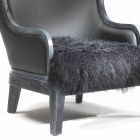 Fotel skórzany Eli i czarne futro, klasyczny, luksusowy design Viadurini