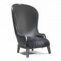 Fotel do salonu skórzany z czarnym futrem design, Eli klasyczny design