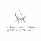 Fotel do salonu ze skóry i tkaniny z drewnianą podstawą Made in Italy - Ama Viadurini