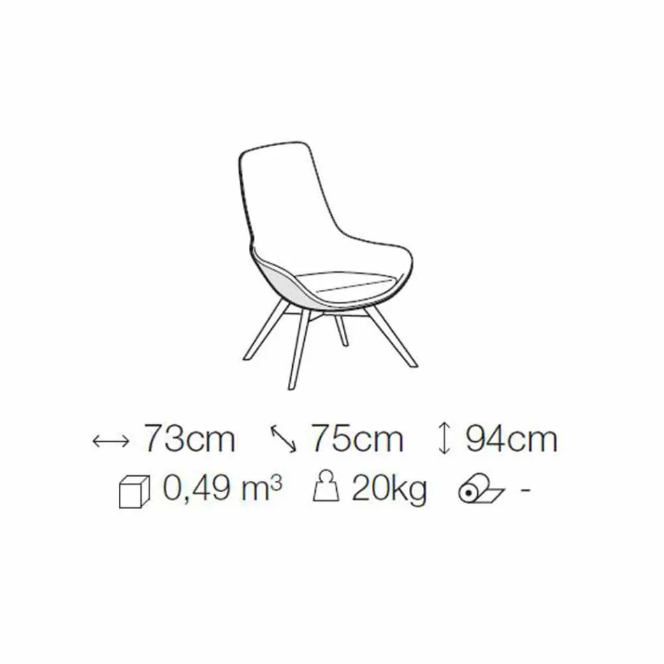 Fotel do salonu ze skóry i tkaniny z drewnianą podstawą Made in Italy - Ama Viadurini