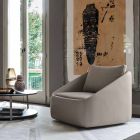 Fotel do salonu z wysokiej jakości skóry i tkaniny Made in Italy - Amarena Viadurini