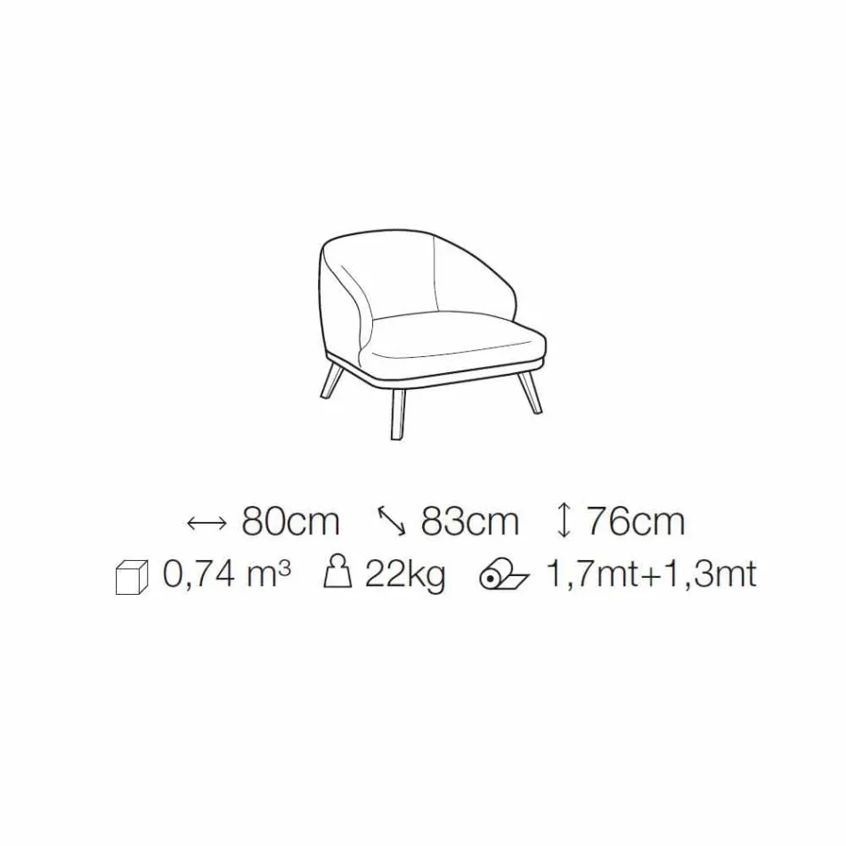 Fotel z tkaniny z podstawą z litego drewna Made in Italy - Pepina Viadurini