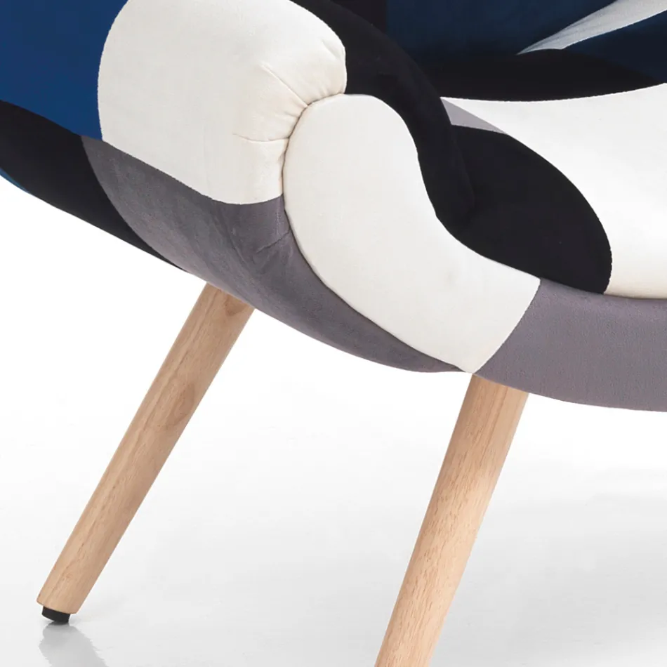 Fotel do salonu z patchworkowej tkaniny - Bromo Viadurini