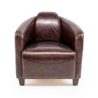 Fotel do salonu w całości wykonany z postarzanej skóry vintage - stempel Viadurini