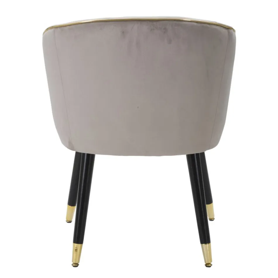 Fotel do salonu tapicerowany tkaniną z nowoczesnymi drewnianymi nogami - Ezia Viadurini