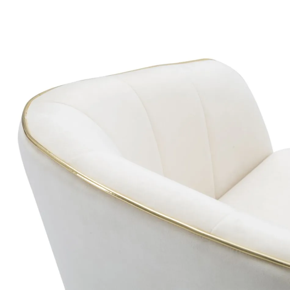 Fotel do salonu tapicerowany tkaniną z nowoczesnymi drewnianymi nogami - Ezia Viadurini