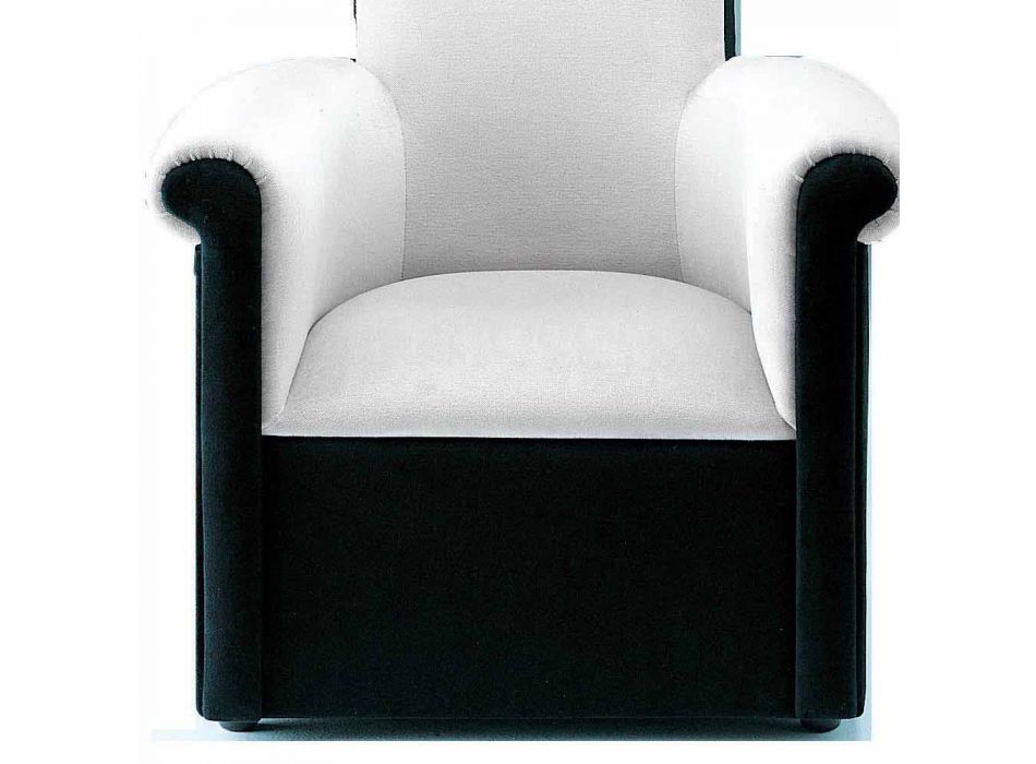 Fotel do salonu tapicerowany czarno-białym aksamitem Made in Italy - Gedda Viadurini