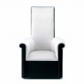 Fotel do salonu tapicerowany czarno-białym aksamitem Made in Italy - Gedda