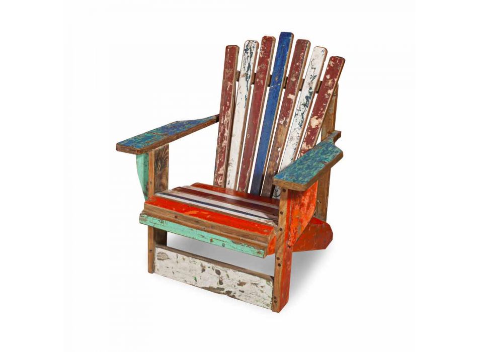Fotel do salonu z litego drewna tekowego z odzysku - Boatta Viadurini