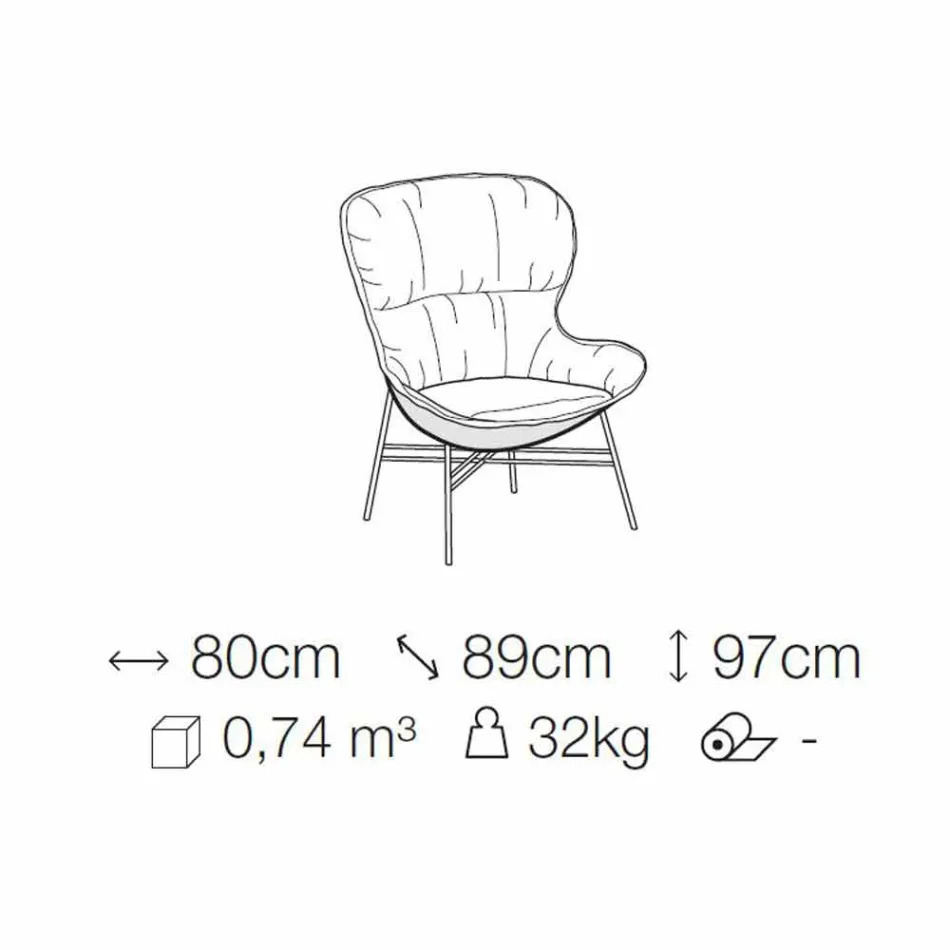 Fotel do salonu ze skóry i tkaniny z chromowaną podstawą Made in Italy - Litchi Viadurini