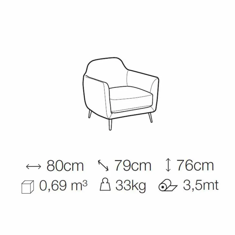 Fotel do salonu z tkaniny z metalowymi nóżkami Made in Italy - Cherry Viadurini