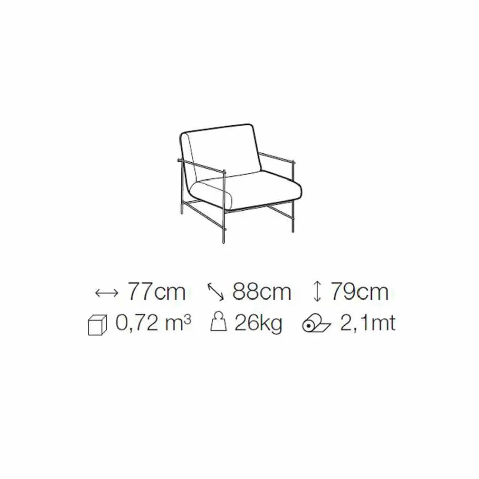 Fotel do salonu z metalową konstrukcją Made in Italy - Manila Viadurini