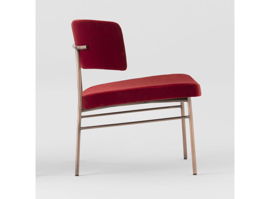 Aksamitny fotel do salonu o metalowej konstrukcji Made in Italy - Alaska Viadurini