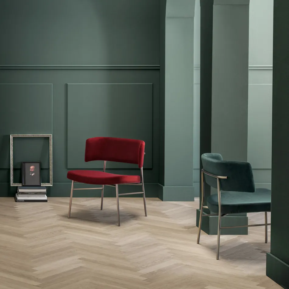 Aksamitny fotel do salonu o metalowej konstrukcji Made in Italy - Alaska Viadurini