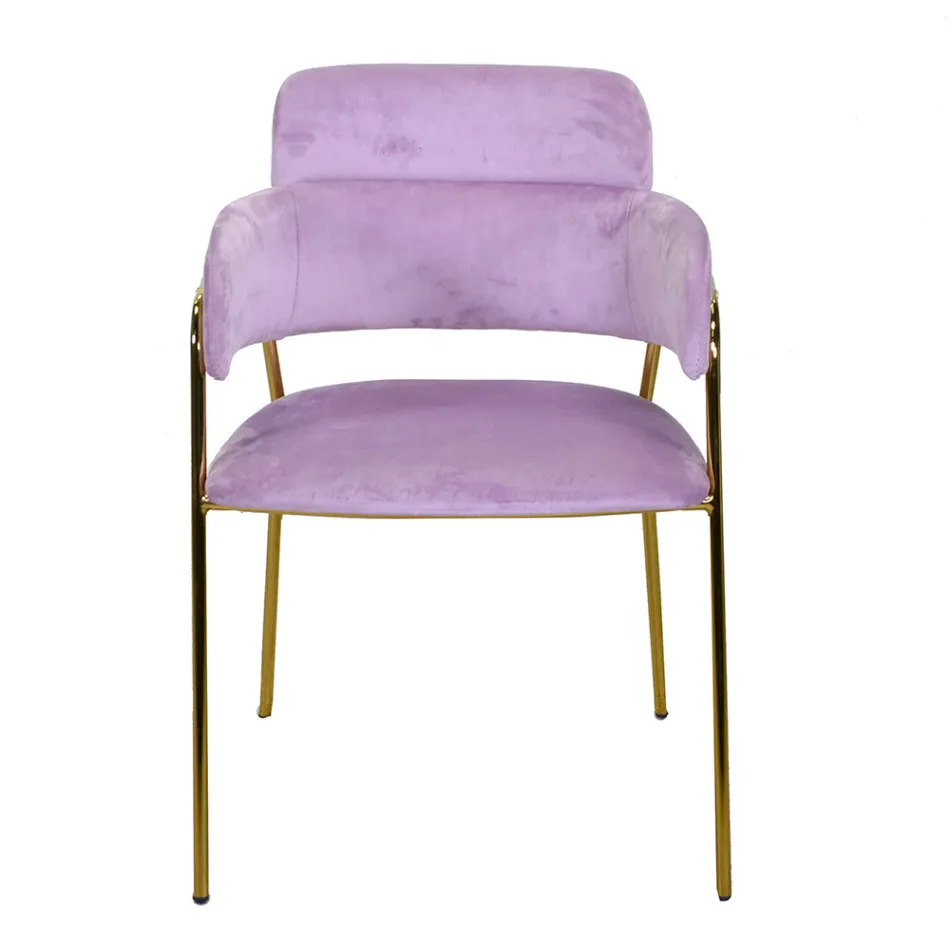 Fotel do salonu wykonany ze złotego metalu i aksamitu - Flaga Viadurini