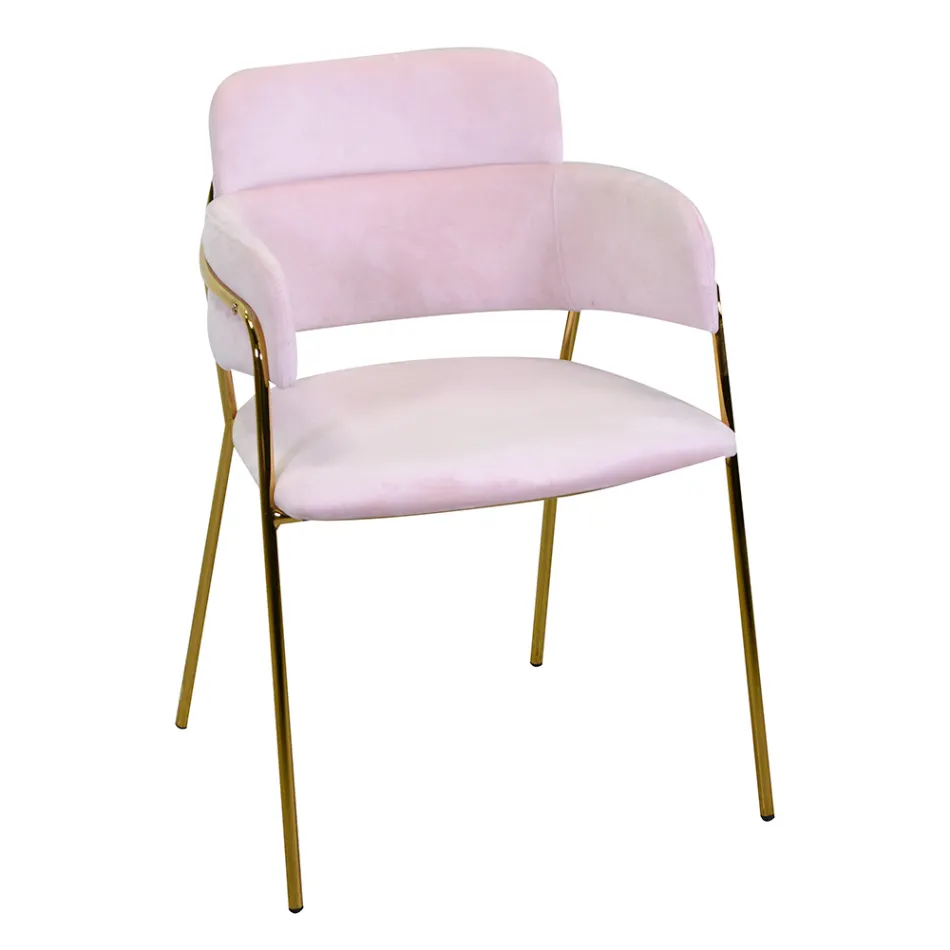 Fotel do salonu wykonany ze złotego metalu i aksamitu - Flaga Viadurini