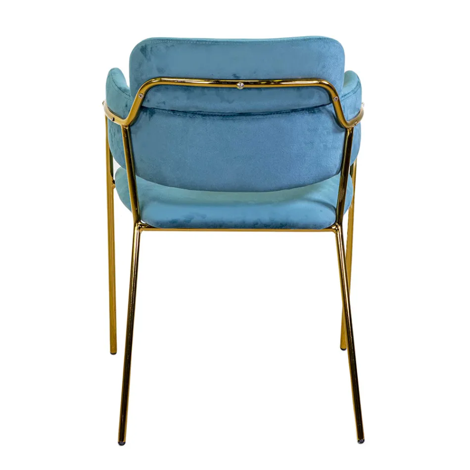 Fotel do salonu wykonany ze złotego metalu i aksamitu - Flaga Viadurini