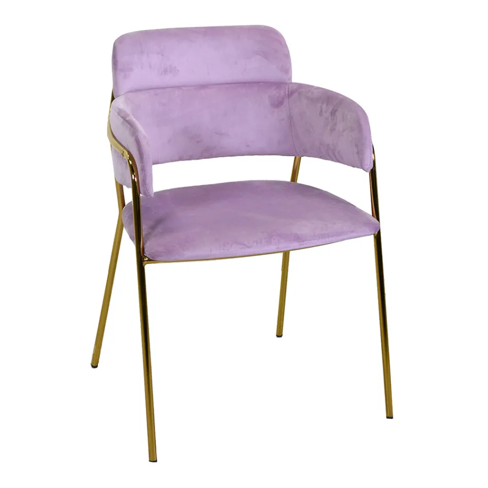 Fotel do salonu wykonany ze złotego metalu i aksamitu - Flaga Viadurini