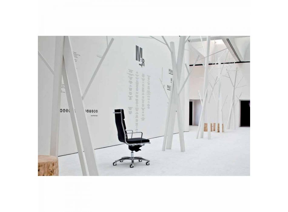Wykonawczy krzesło biurowe z projektowaniem skórzanym Światła Viadurini