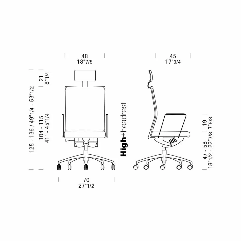 Ergonomiczne krzesło biurowe obrotowe z kółkami i zagłówkiem - Gimiglia Viadurini