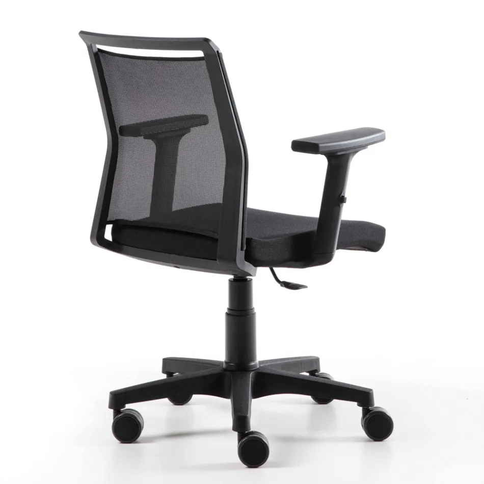 Obrotowy fotel biurowy z tkaniny technicznej i czarnej siatki - Daria Viadurini