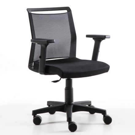 Obrotowy fotel biurowy z tkaniny technicznej i czarnej siatki - Daria Viadurini