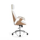 Fotel biurowy z drewna, skóry syntetycznej i metalu - alaccia Viadurini