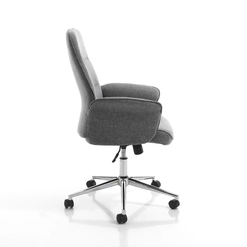 Fotel biurowy z metalu i tkaniny z regulowanym podnóżkiem – złoty Viadurini