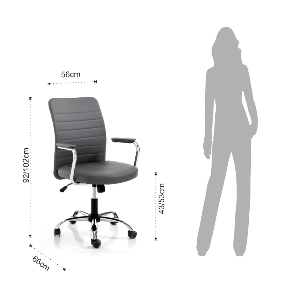 Skórzany Fotel Biurowy i Regulowany Podnośnik Gazowy - Radon Viadurini