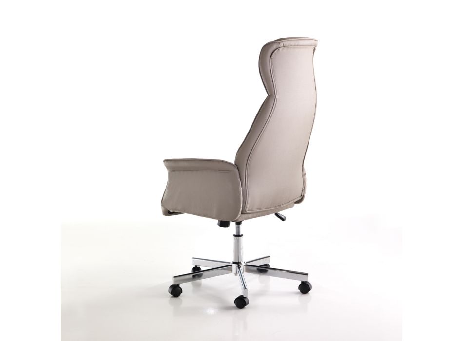 Fotel biurowy ze skóry syntetycznej i metalowej podstawy – beryl Viadurini