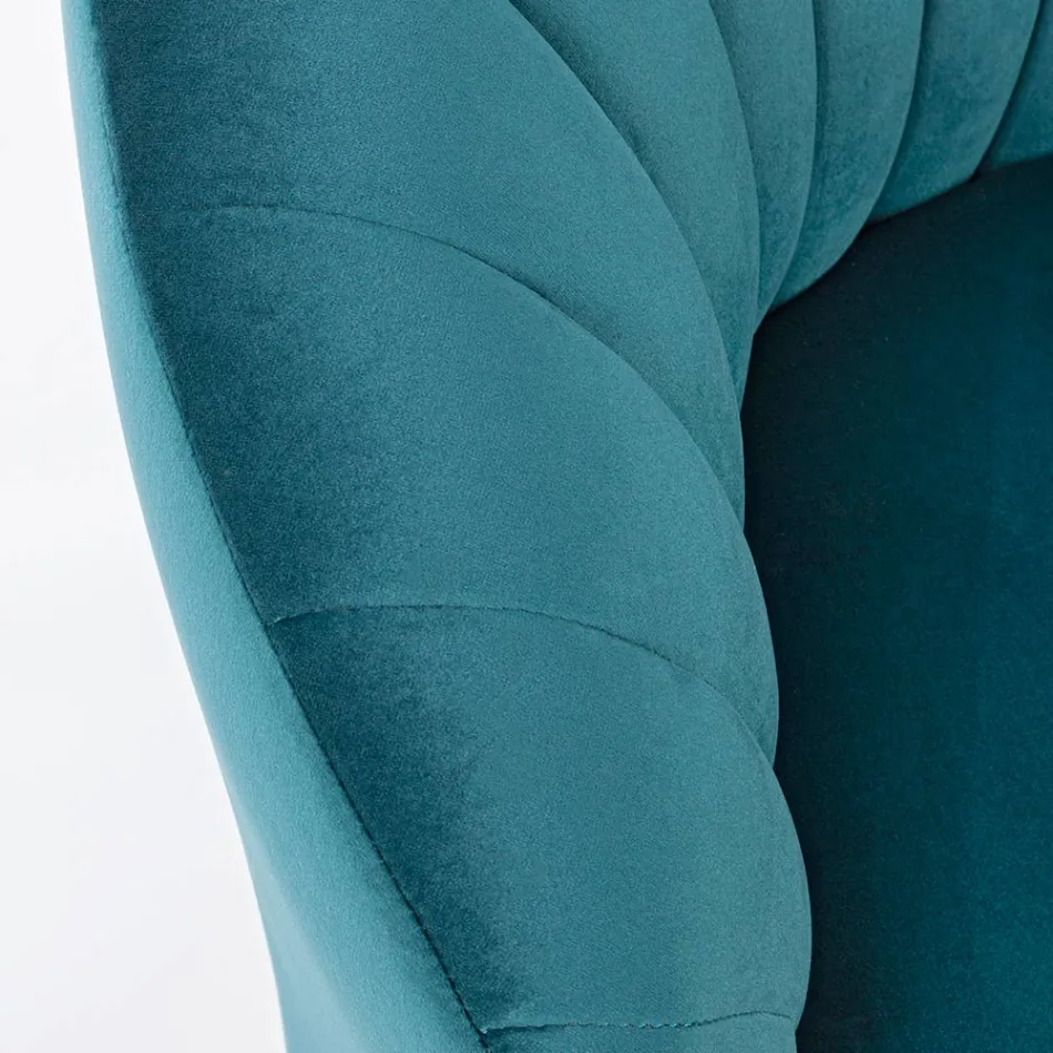 Elegancki fotel designerski Luksusowy salon ze stali i aksamitu - Courtney Viadurini