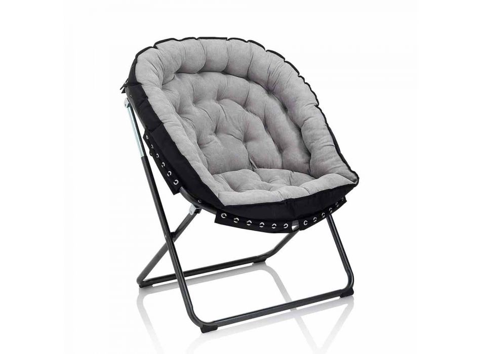 Designerski fotel z jasnoszarego aksamitu z czarną metalową strukturą - Tronia Viadurini
