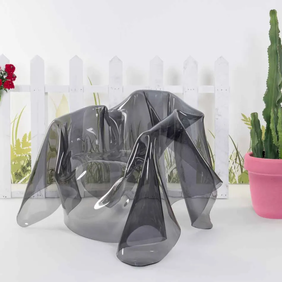 Nowoczesny fotel w zadymionym pleksi Paris, wyprodukowany we Włoszech Viadurini