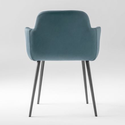 Wysokiej jakości fotel ze skóry i malowanego metalu wyprodukowany we Włoszech - Molde Viadurini