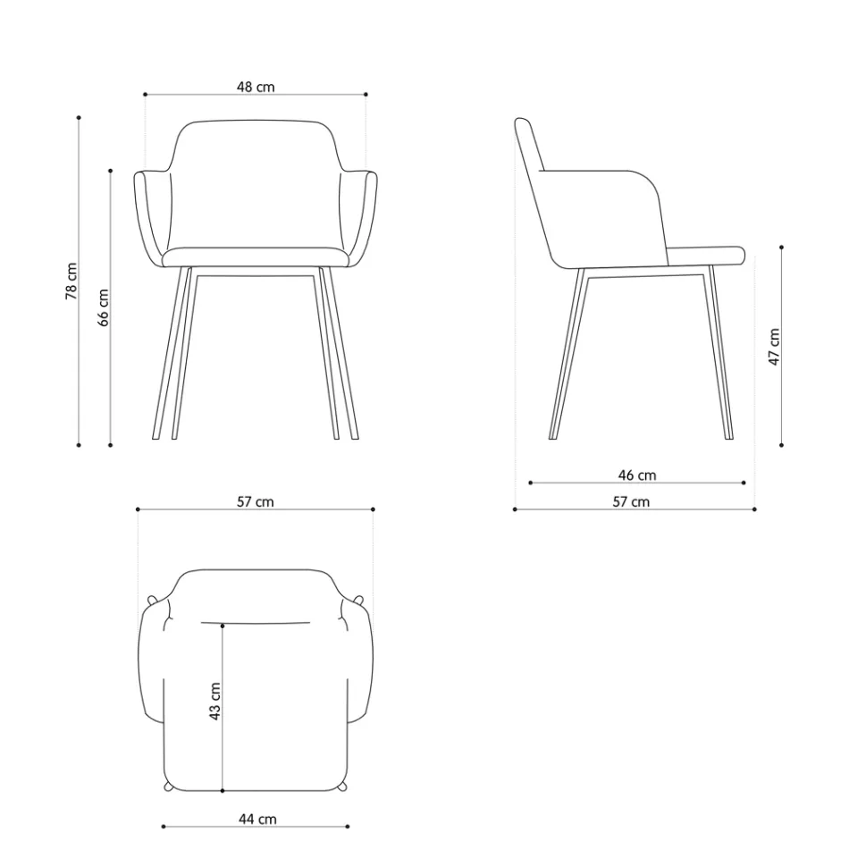 Wysokiej jakości fotel ze skóry i malowanego metalu wyprodukowany we Włoszech - Molde Viadurini