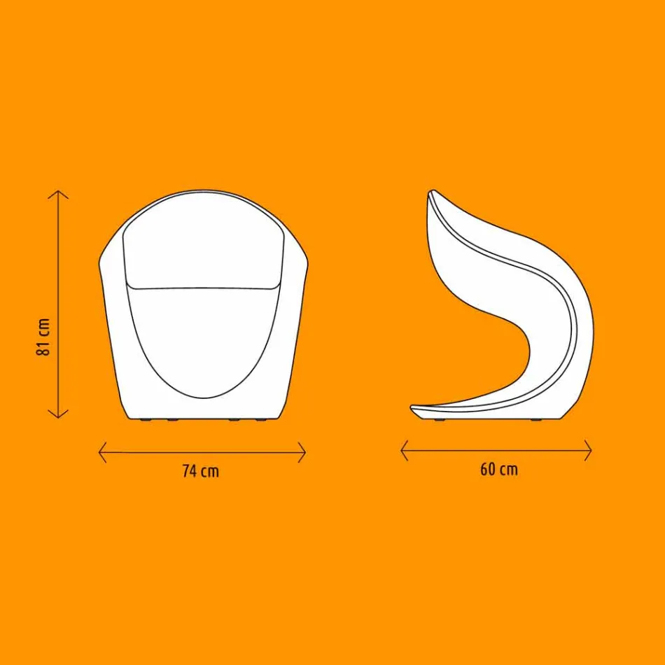 Fotel wewnętrzny lub zewnętrzny z białego polietylenu - Petra by Myyour Viadurini