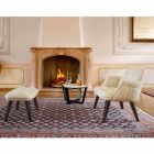 Designerski fotel tapicerowany tkaniną z drewnianymi nogami Made in Italy - Clera Viadurini